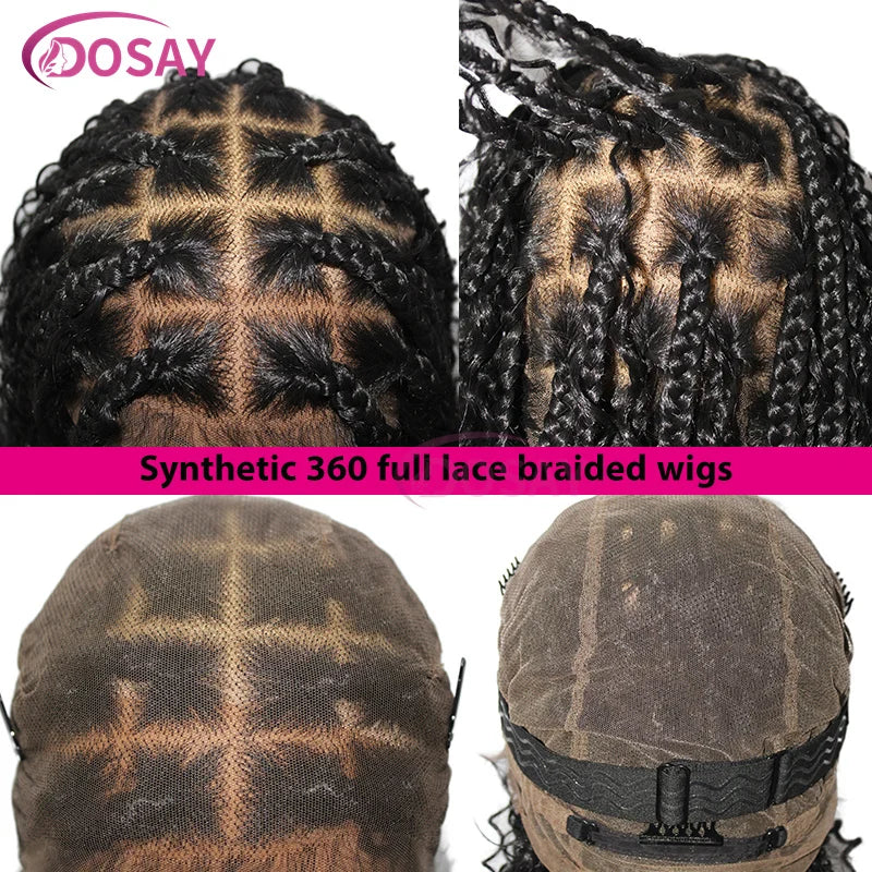 12" Curly Boho Braids Bob Wig | 360 Full Lace | Knotless Box Braids | Baby Hair Luxegan