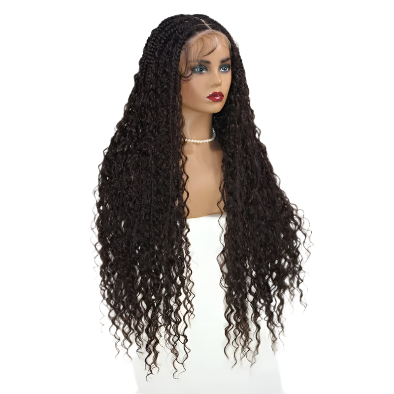360 Synthetic Lace Front Box Braids Wig Bohemian Goddess Locs Braided Wig With Baby Hair Full Lace Braided Wigs Women Ombre Wig Luxegan