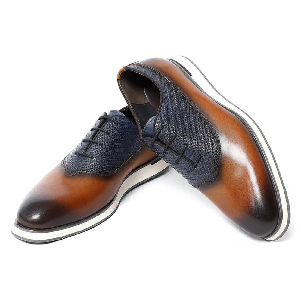 Classic Men's Oxford Casual Sneakers | Genuine Leather Italian Design Lace-Up Dress Shoes (Anti-Slip Sole) Luxegan