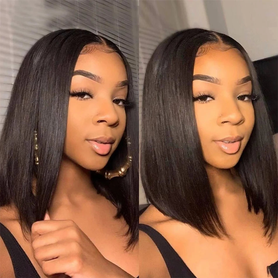 180% Density 13x4 Bone Straight Bob Wig | Brazilian Remy Hair | Transparent Lace Frontal Wig - Luxegan