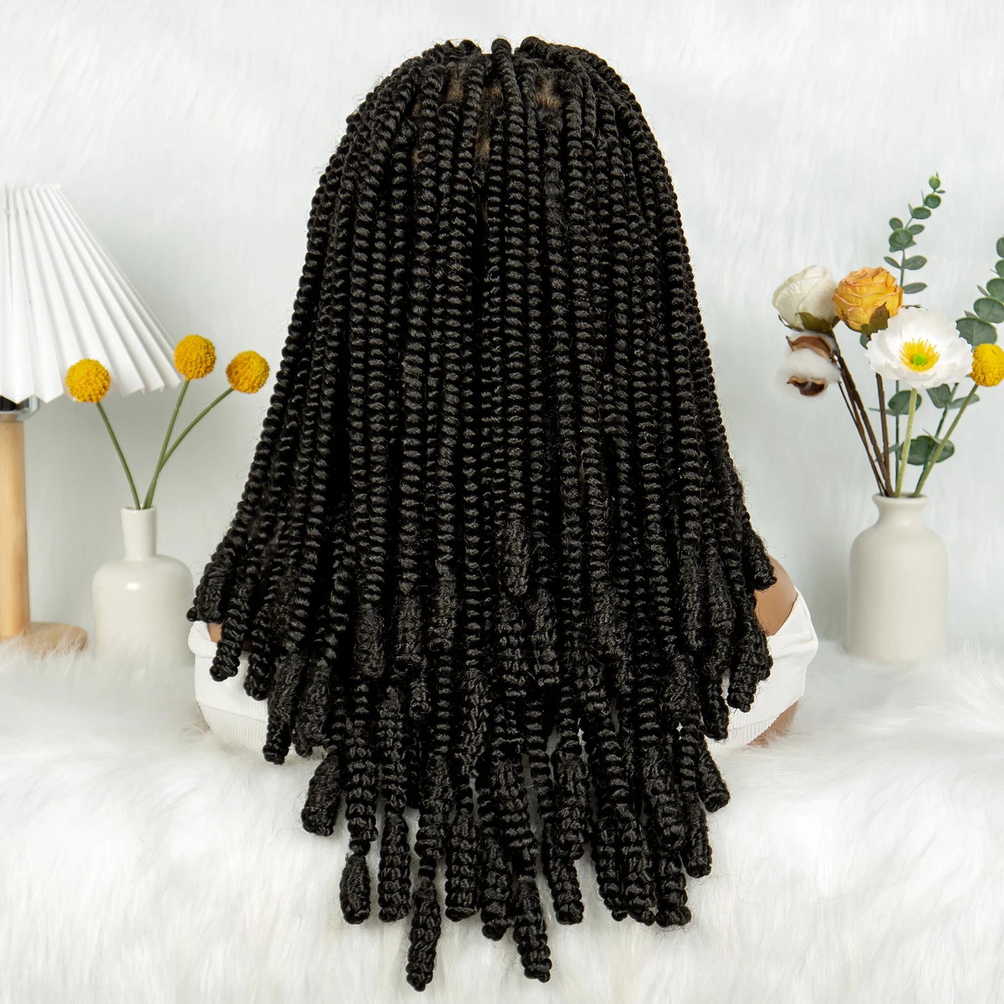 KIMA Short Box Braids Wig with Bantu Tips | Full Lace Crochet Twists Luxegan