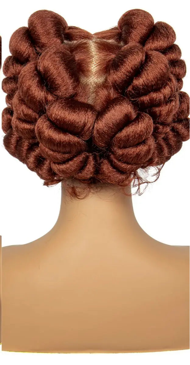 613 Blonde Short Cute Handmade Bantu Knotless Braided Wig | Full Lace Synthetic Wig for Black Women Luxegan