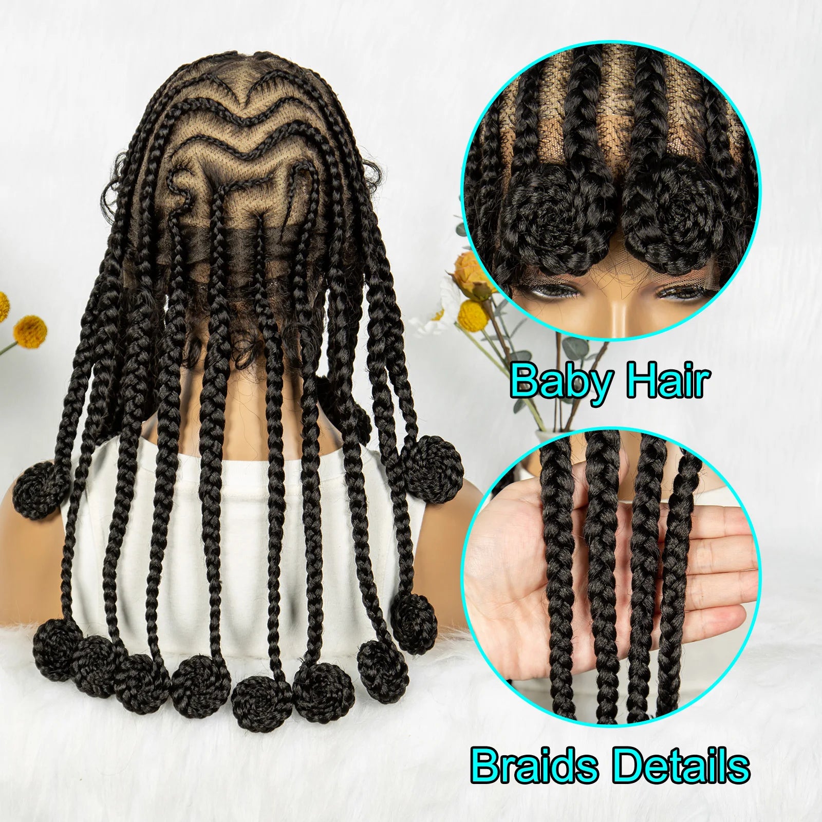 KIMA Full Lace Bantu Cornrow Braided Wig | Classic African Tribe Style Luxegan