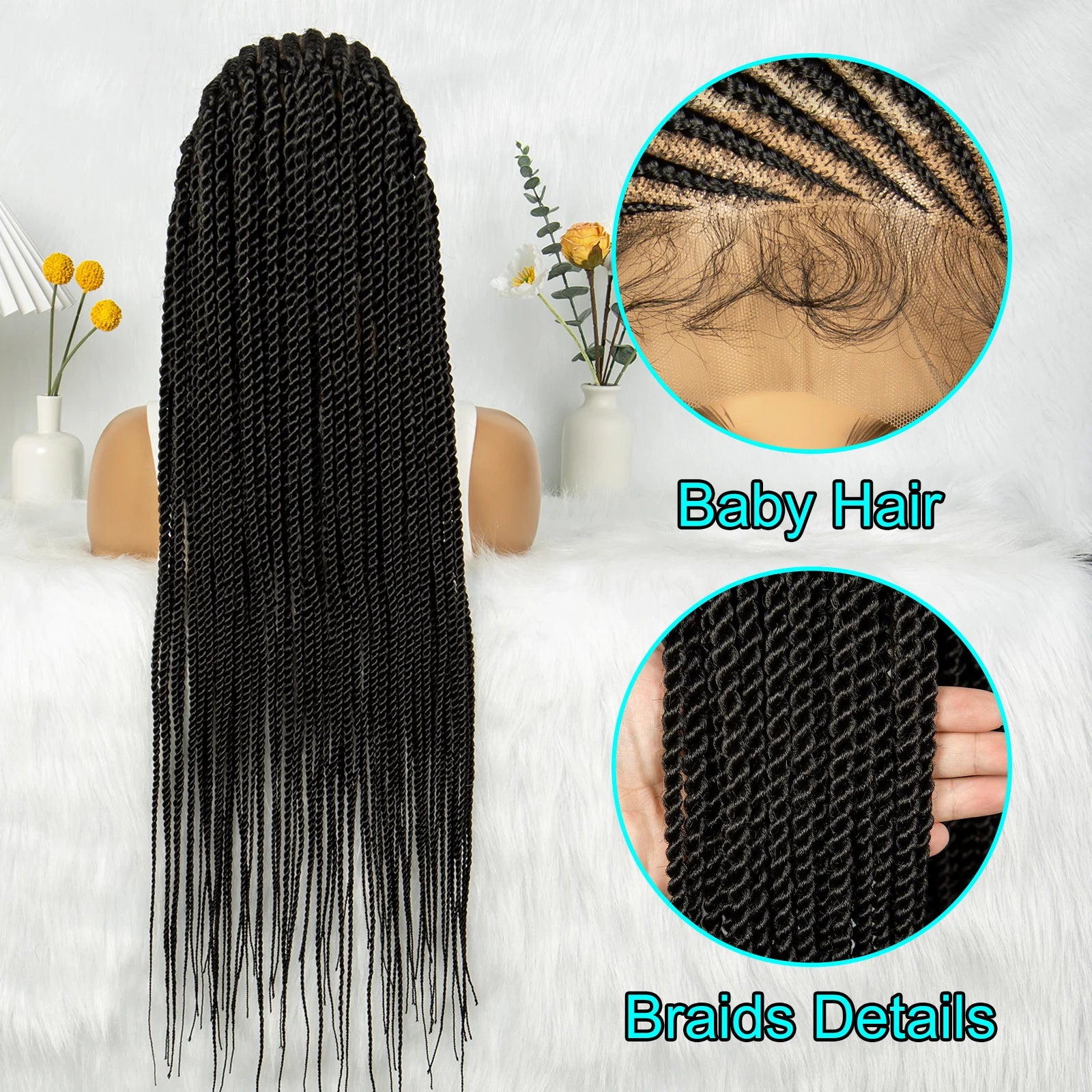 HD Lace Cornrows to Twisted Braids Wig | Full Lace Goddess Style Luxegan