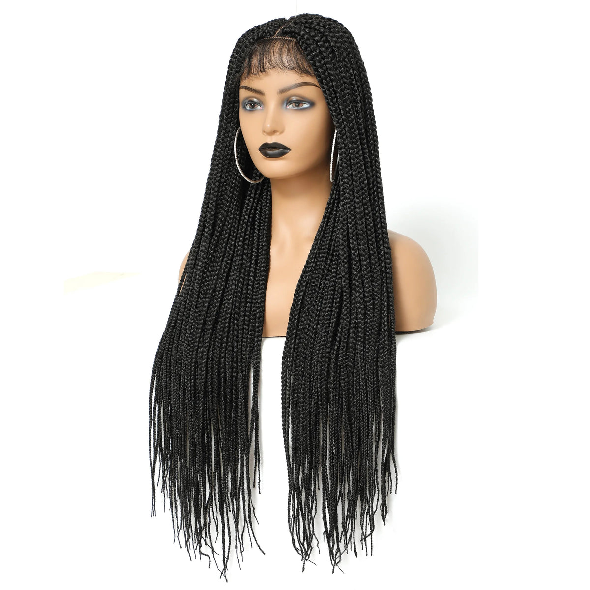Long Box Braided 4x4 Lace Wigs With Baby Hair Twist Braids Lace Closure Wigs For Black Women Synthetic Cosplay Wig 30 Inch Luxegan