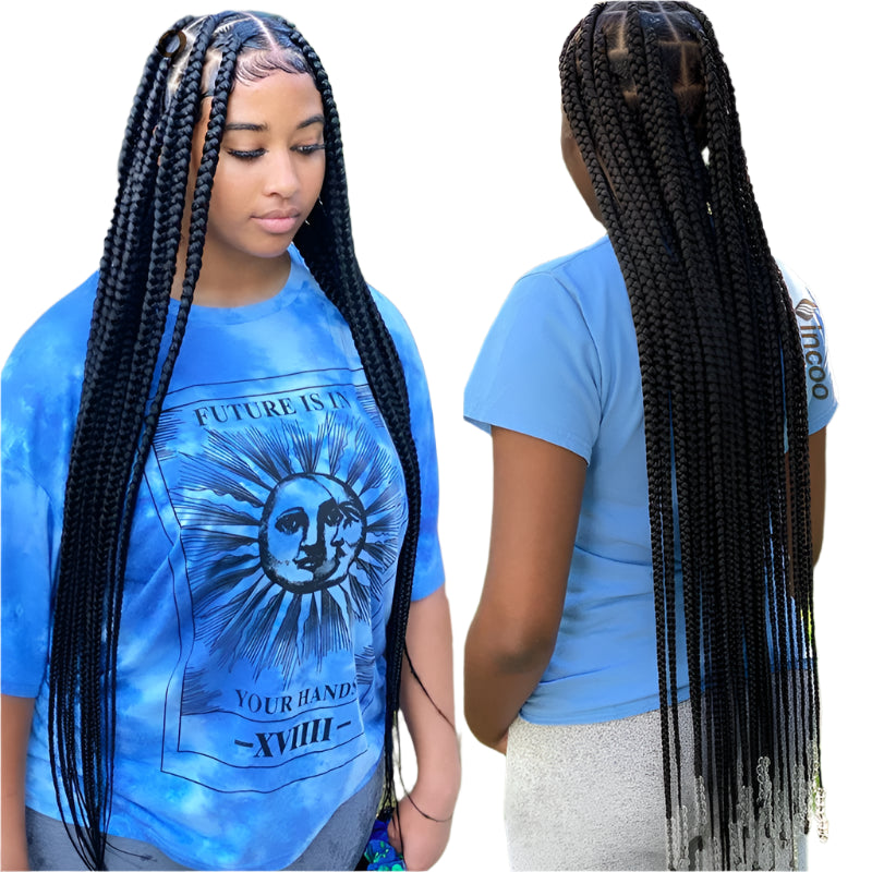 36" Jumbo Knotless Cornrow Braids Wig | Incoo HD Full Lace Braided Wig | Transparent Lace | Black Women