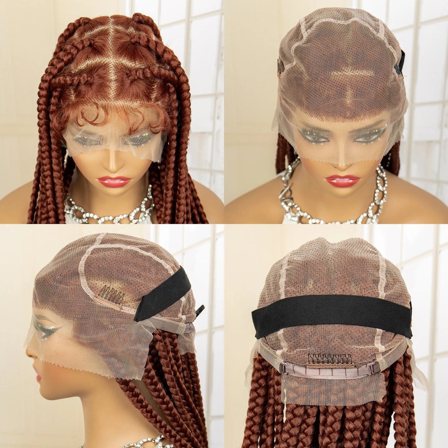 36" Big Knotless Box Braided Full Lace Wig | Cornrow Braiding Wig | Baby Hair | Synthetic Braids | For Women Luxegan