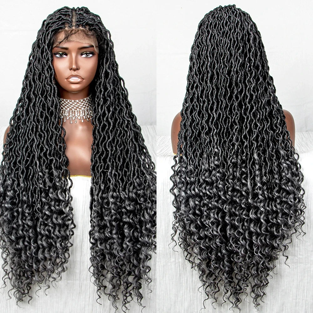 Colorful Dreadlocks & Water Wave Braids Wig | Lace Front | Baby Hair Luxegan