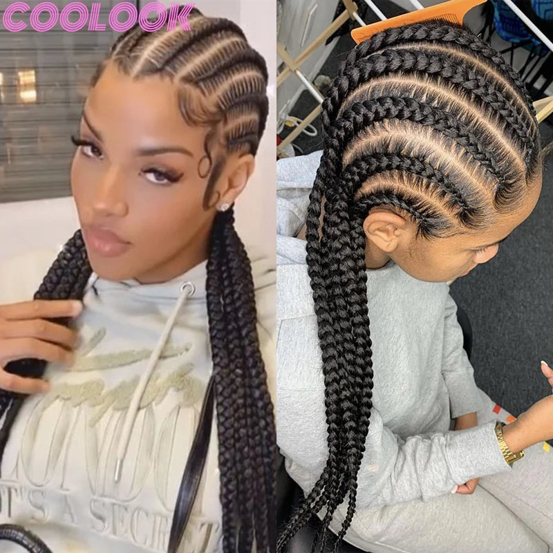 36" Blonde Goddess Braids Wig | Jumbo Plaits | Full Lace Front | Knotless | Handmade Luxegan