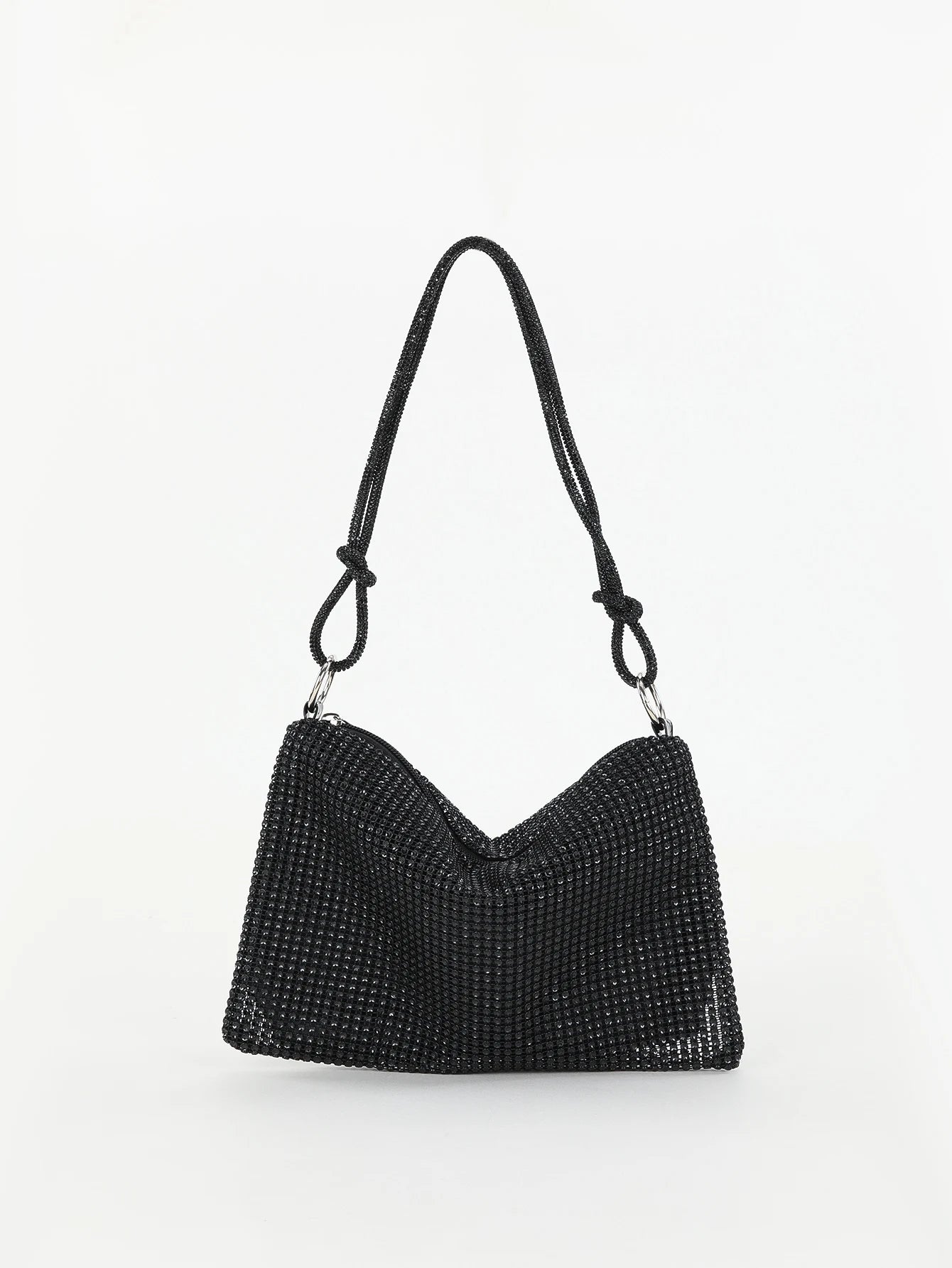 Shiny Rhinestone Woman Handbags | Underarm Crescent Evening Bag for Weddings, Parties & Gatherings (Sparkling Half Moon Purse) Luxegan