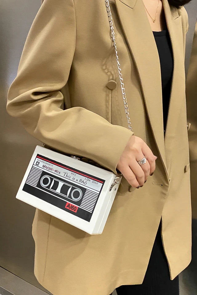 New Retro Magnetic Tape Radio Style Square Bag | Women's Shoulder Bag & Crossbody Bag (Fashionable Leisure Retro Pop) Luxegan