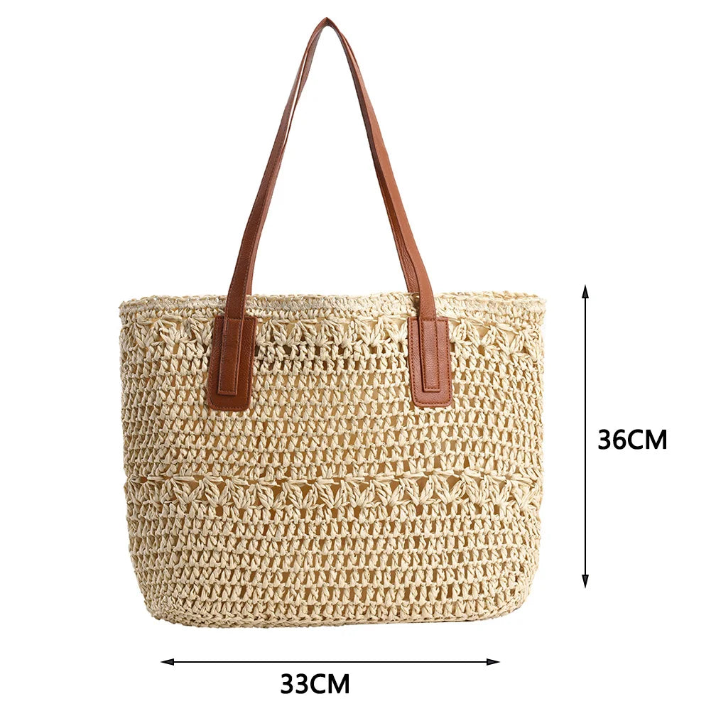 New Fashion Casual Straw Tote Bag | Designer Beach Handbag & Travel Basket Purse