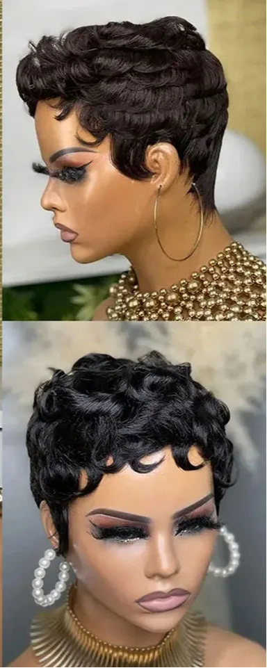 99J Burgundy & Natural Black Pixie Cut Wig | 150% Density Glueless Remy Human Hair Bob Luxegan