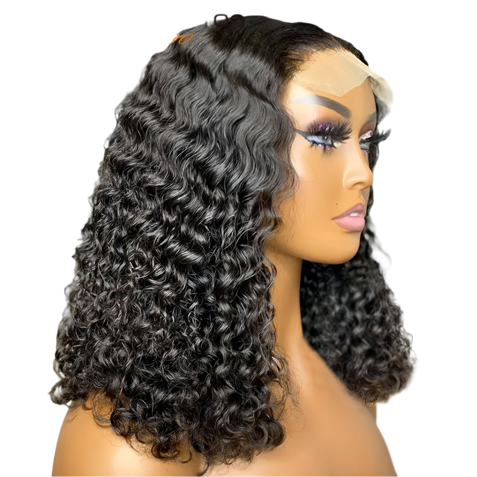 180% Density Deep Wave Bob Wig | Transparent Lace Front Human Hair Luxegan