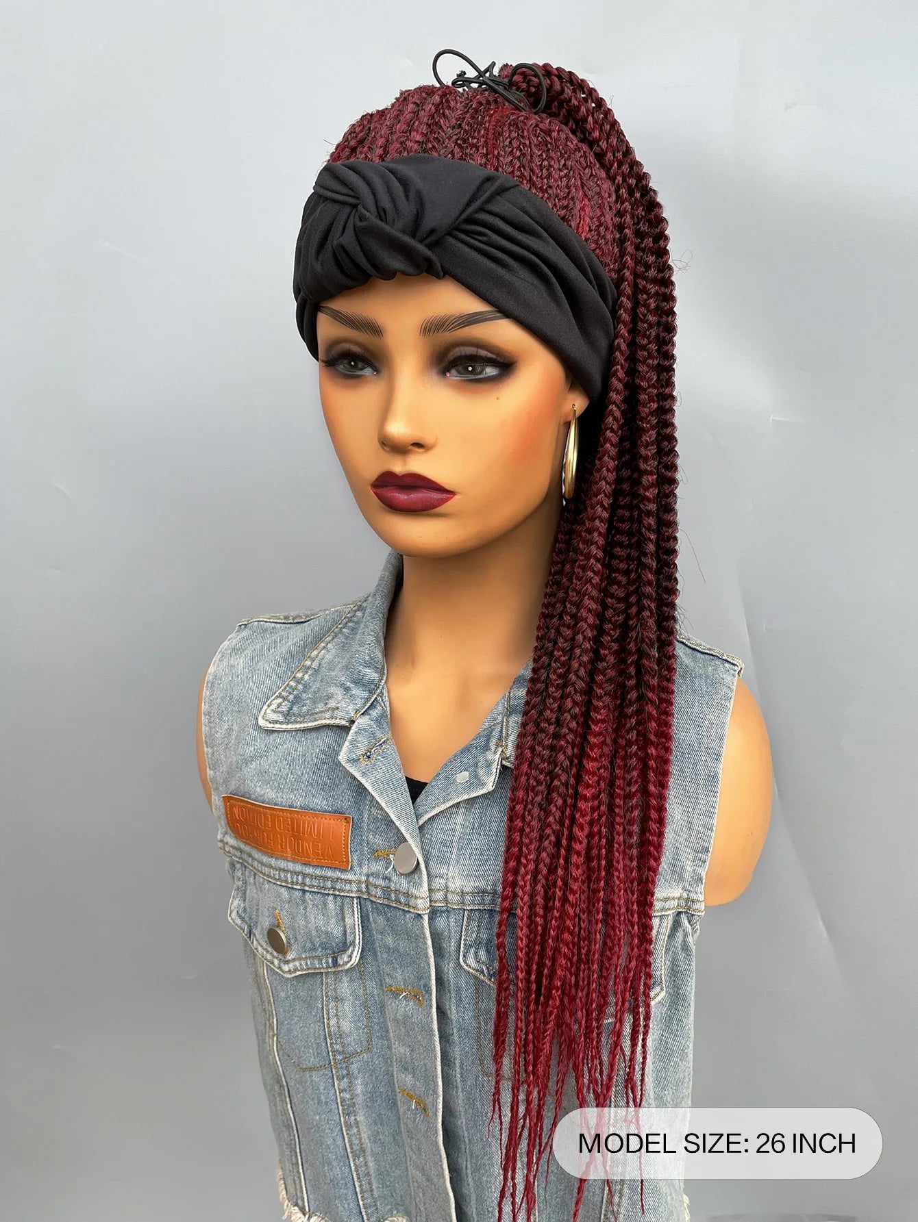 26" Twist Cornrow Headband Wig | Crochet Braids | Long Straight Synthetic Luxegan