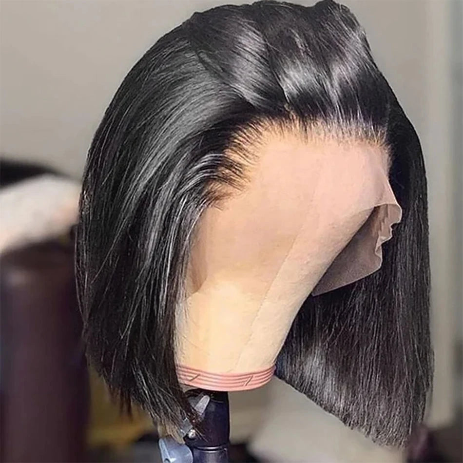180% Density 13x4 Bone Straight Bob Wig | Brazilian Remy Hair | Transparent Lace Frontal Wig - Luxegan