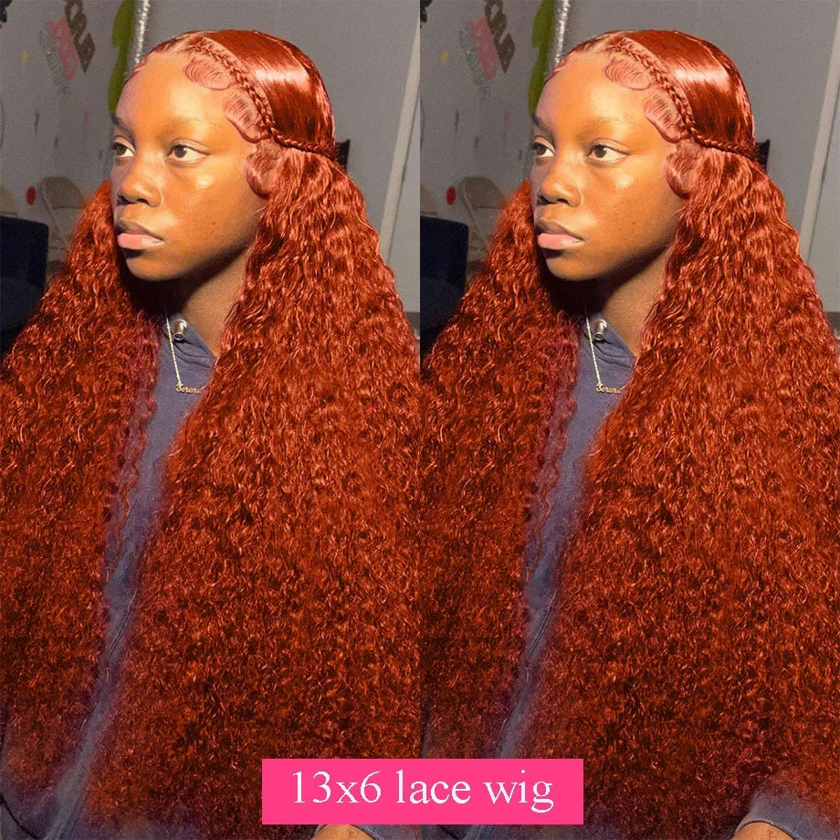 30-Inch Ginger Deep Wave Human Hair Wig | 13x6 HD Lace Frontal Pre-Plucked Luxegan