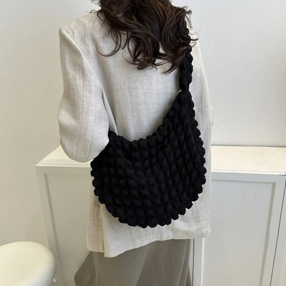 Quilted Pleated Puffer Tote Bag | Padded Shoulder Bag & Ruched Cloud Handbag Luxegan