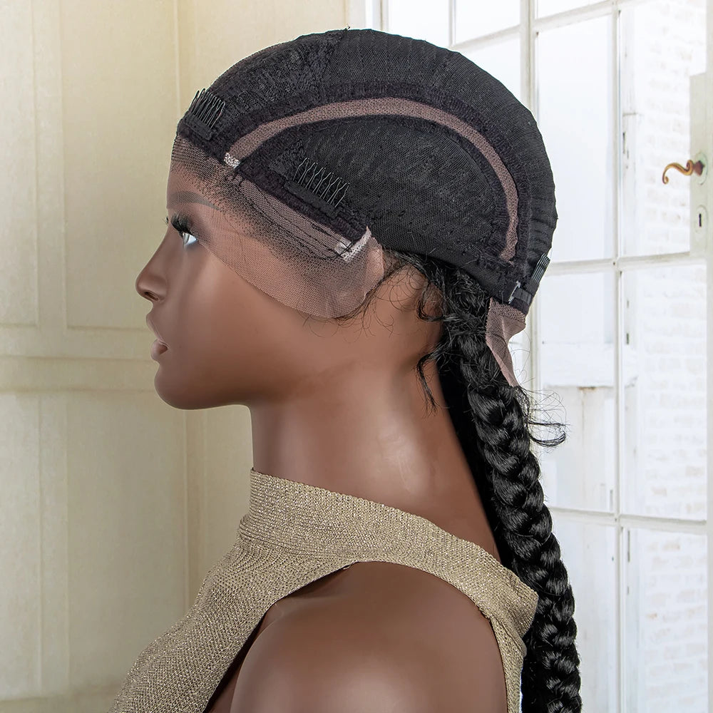 Stunning 99J Burgundy Braided Wig | Hand-Braided Twist Wig with Baby Hair | Synthetic Lace Front Wig for Black Women