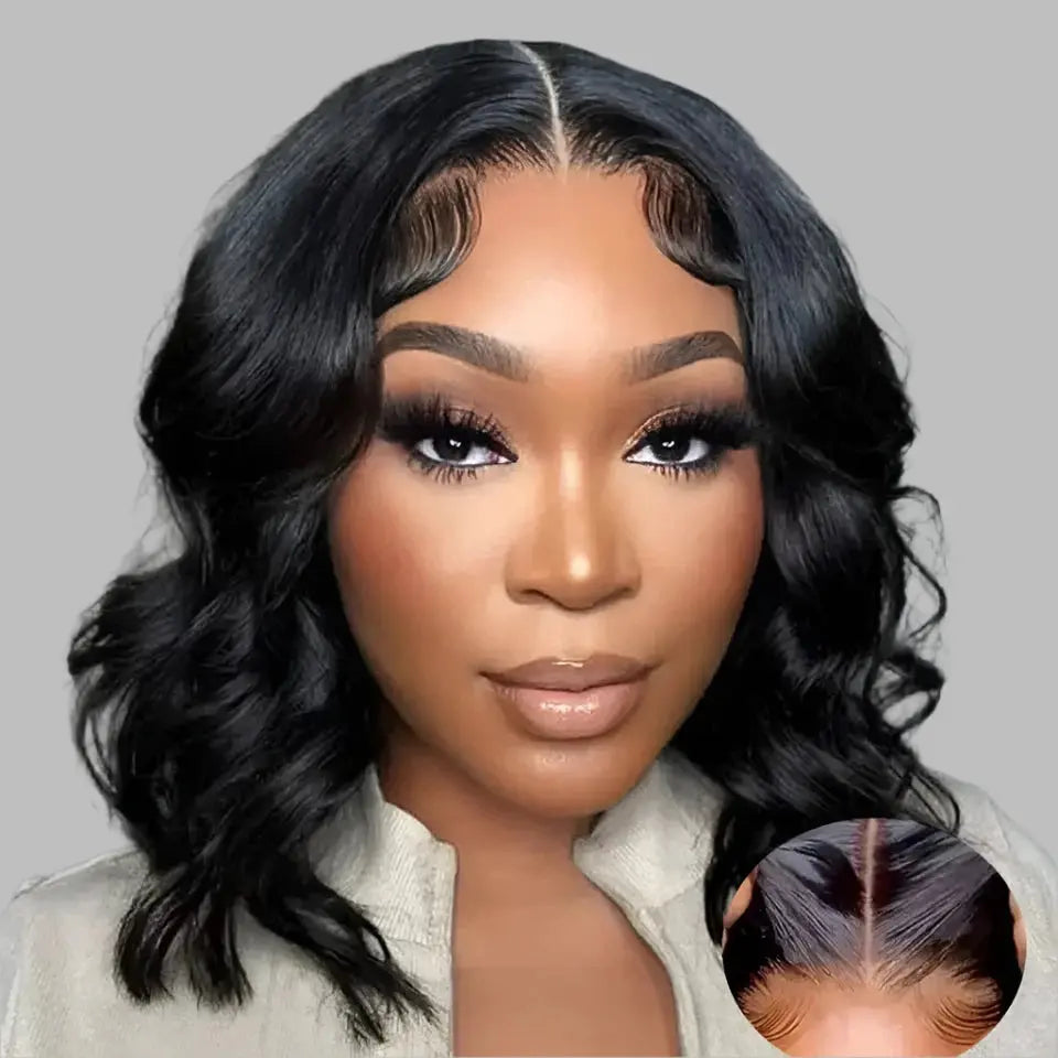 Short Bob | 6X4 | Body Wave Wig | Lace Front | Human Hair | Transparent Lace Closure | Pre-Cut | Pre-Plucked | Glueless | HD | Ready To Wear | Wear and Go Luxegan