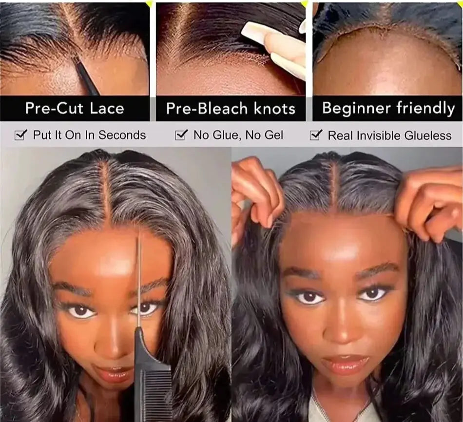 Short Bob | 6X4 | Body Wave Wig | Lace Front | Human Hair | Transparent Lace Closure | Pre-Cut | Pre-Plucked | Glueless | HD | Ready To Wear | Wear and Go Luxegan