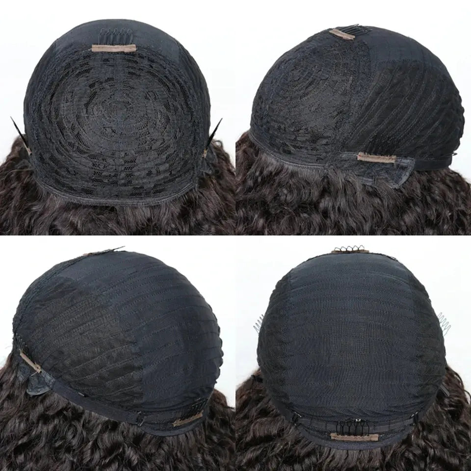 Short Bob | 99J | Curly | Bob | Red | Burgundy | Non Lace Front | Bangs | Human Hair Wigs Luxegan