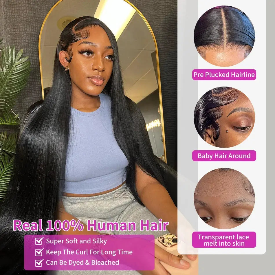Straight Human Hair | HD Lace Frontal | Glueless | Ready To Wear | Brazilian | Preplucked