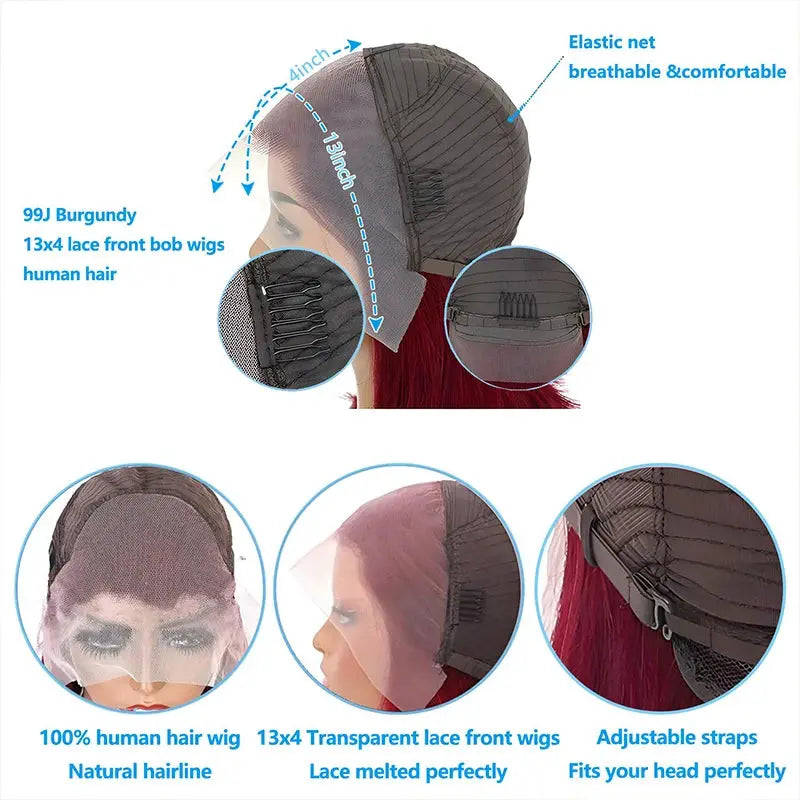 Straight | Short BoB | Lace Front | Human Hair | Glueless | Brazilian | Ready to Wear Luxegan