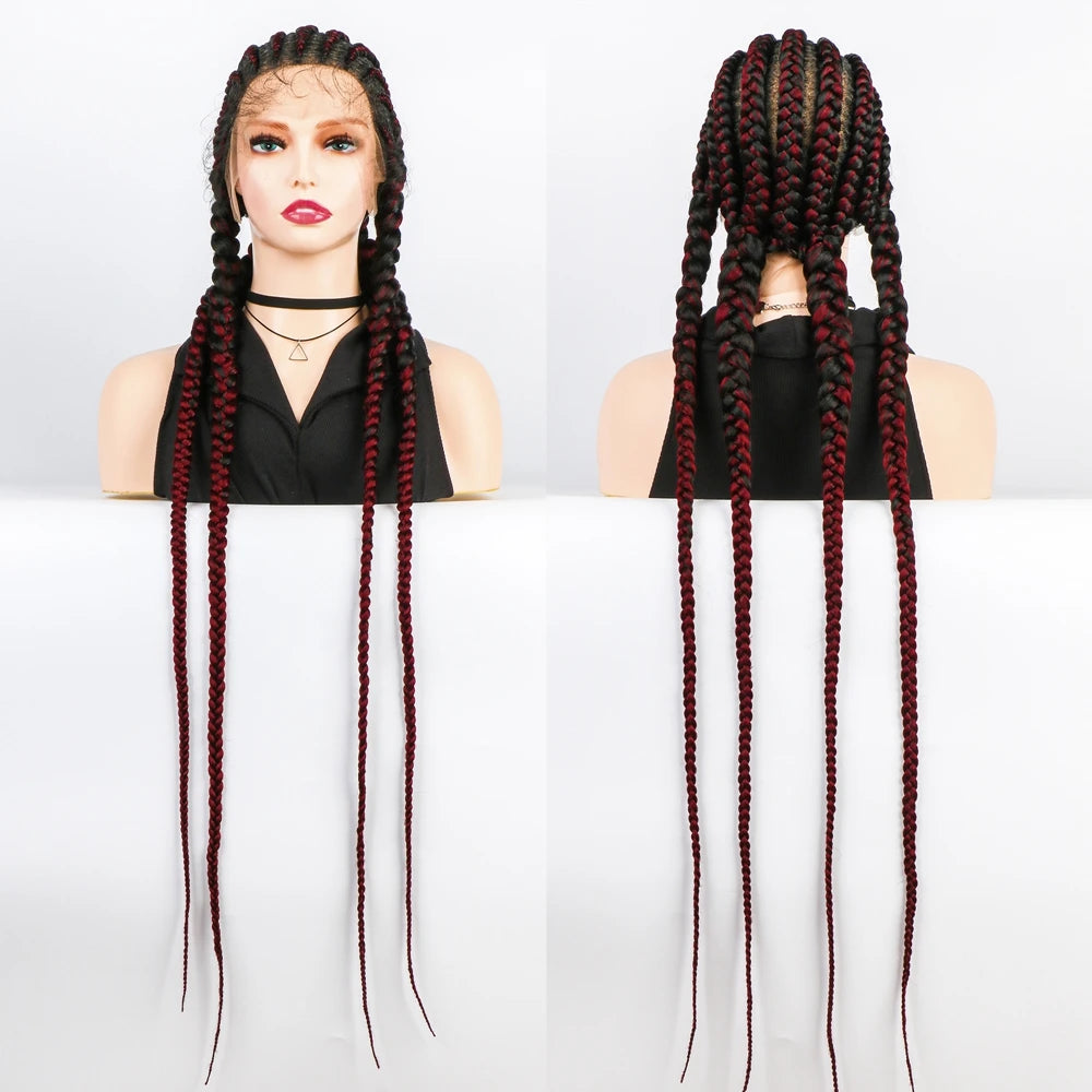 KIMA 36" Long Box Braided Wig with Baby Hair | Full Lace Ghana Braids Luxegan
