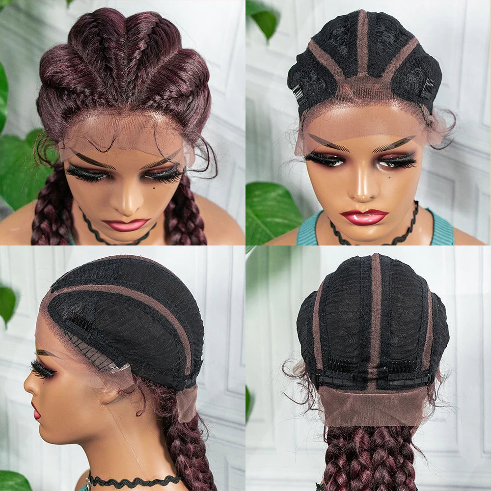 26" Box Braids Wig with Baby Hair | Synthetic Lace Front Luxegan