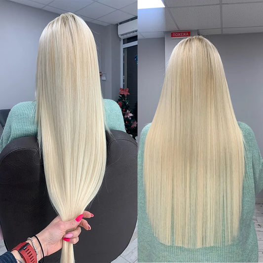 Bone Straight Synthetic Hair Extensions | Yaki Texture | 24–32 Inches