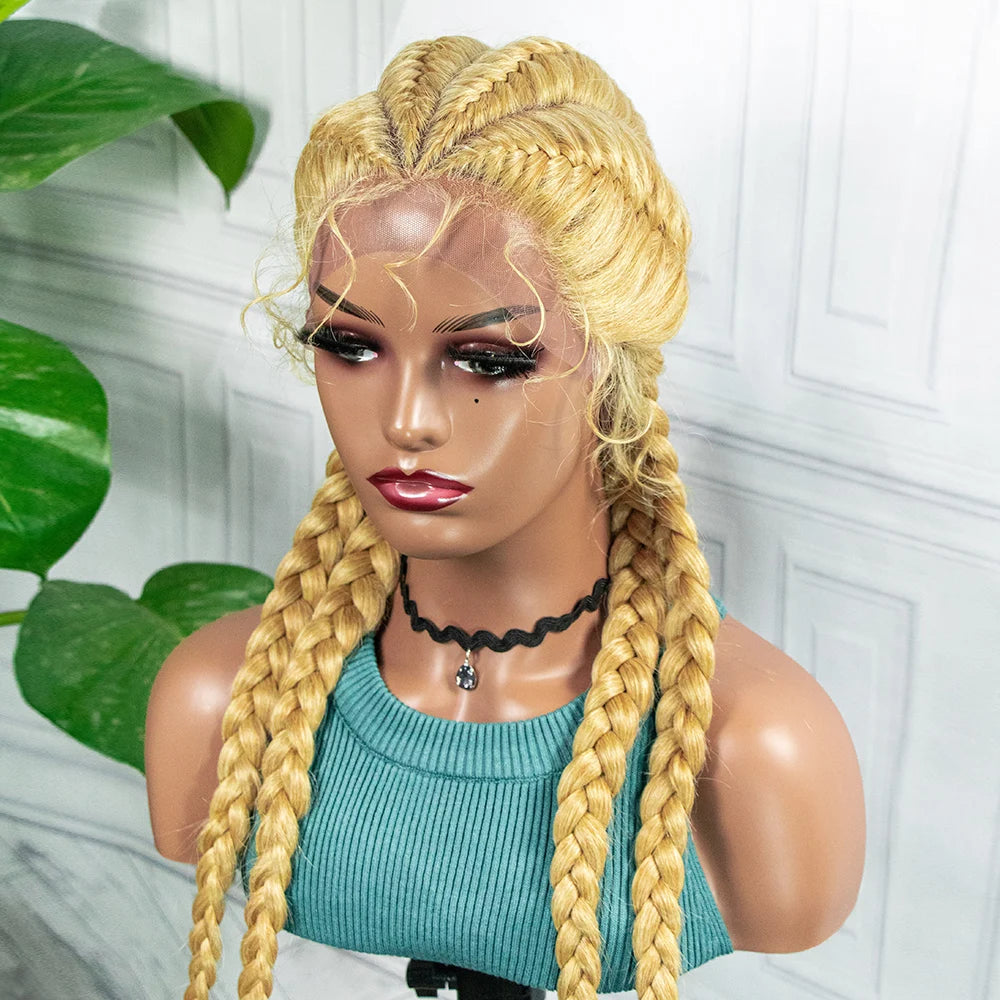 26" Box Braids Wig with Baby Hair | Synthetic Lace Front Luxegan