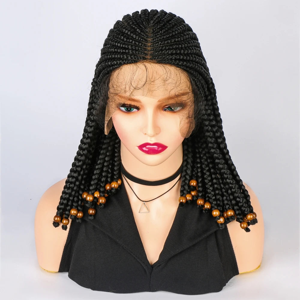 14" Short Braided Bob Wig | Lace Front | Heat Resistant | Black Women Luxegan