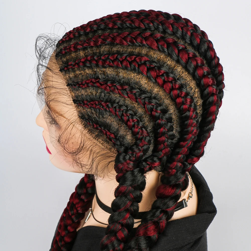 KIMA 36" Long Box Braided Wig with Baby Hair | Full Lace Ghana Braids Luxegan