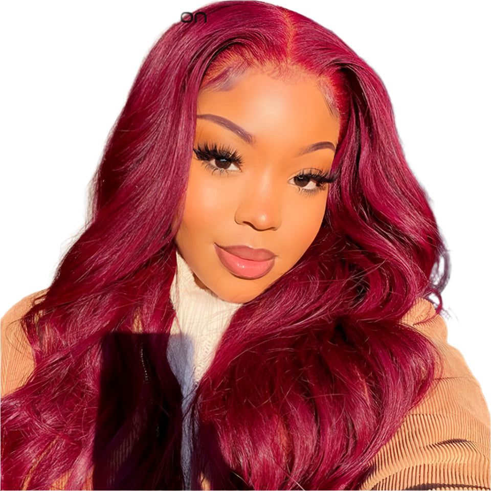 Brazilian Body Wave Bundles | Red Burgundy Human Hair Extensions (1/3/4 Pcs Weave Deals) Luxegan