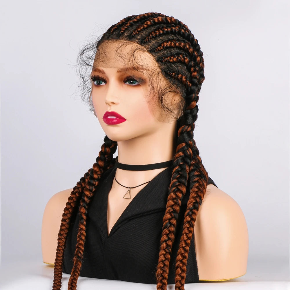 KIMA 36" Long Box Braided Wig with Baby Hair | Full Lace Ghana Braids Luxegan