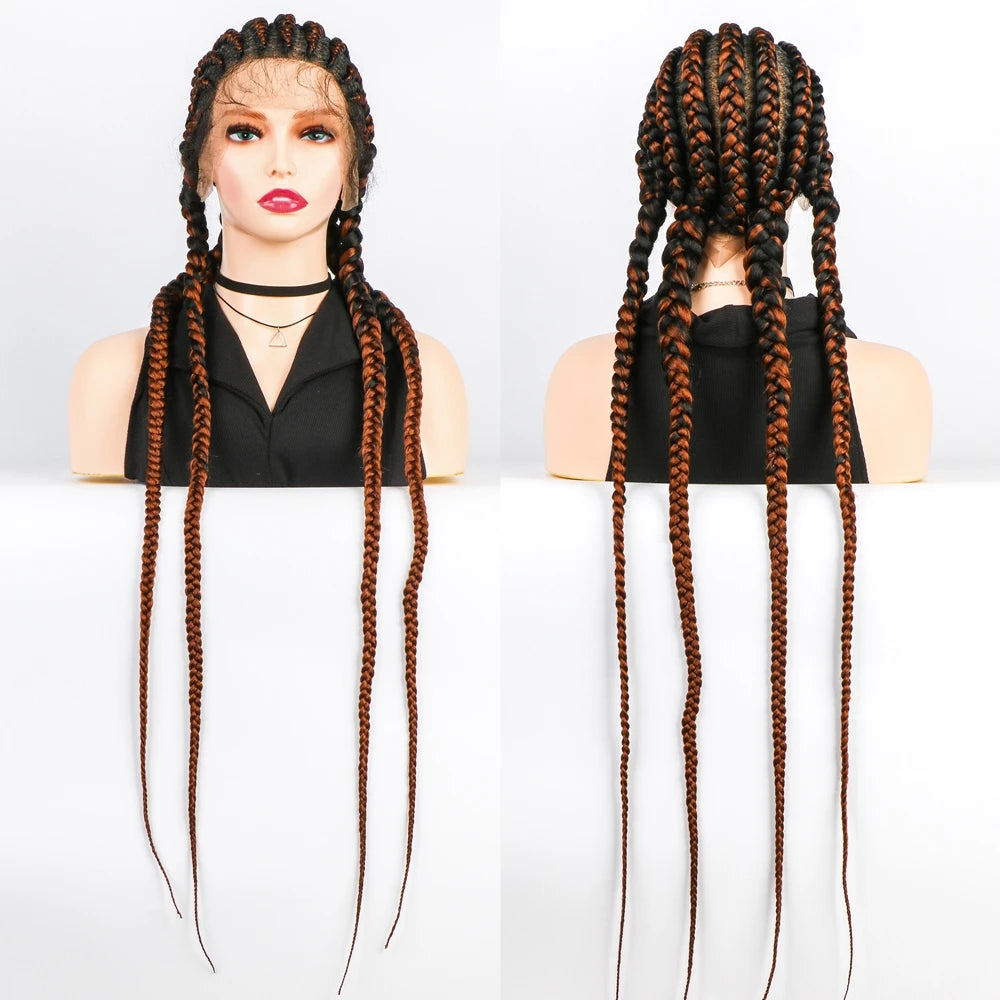 KIMA 36" Long Box Braided Wig with Baby Hair | Full Lace Ghana Braids Luxegan
