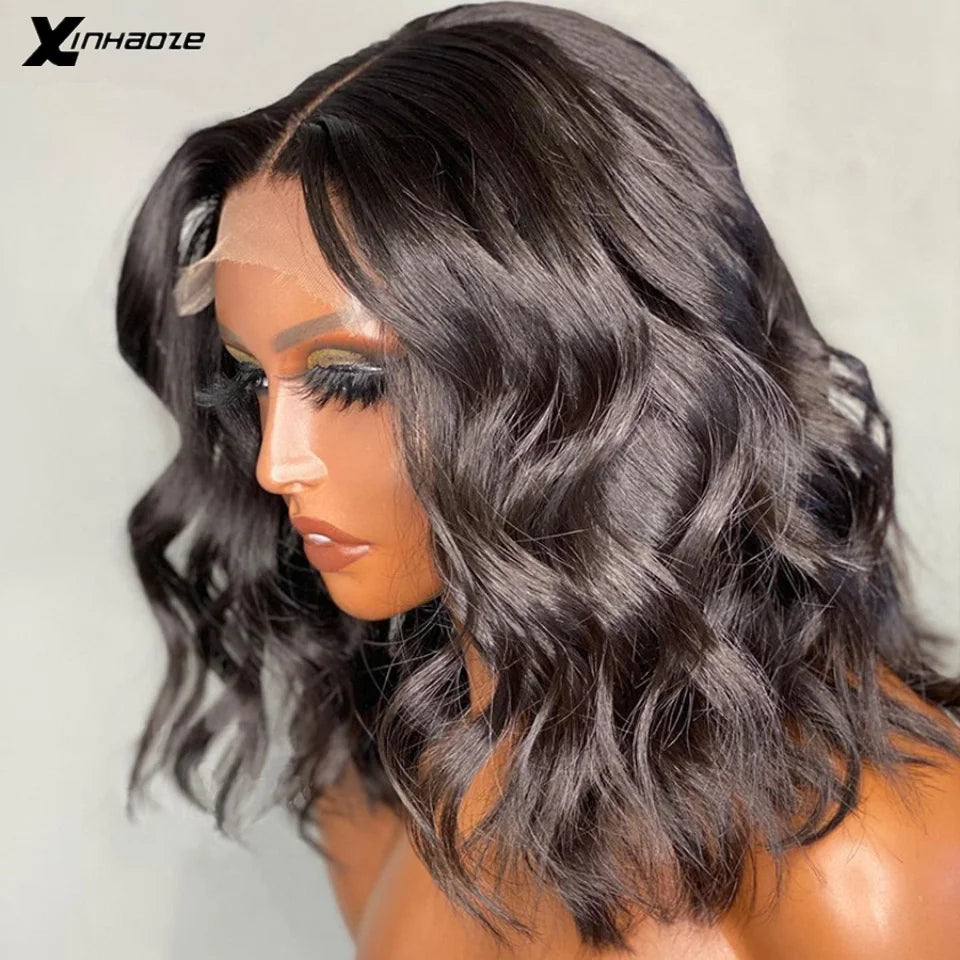 Ombre Dark Brown & 99J Burgundy Highlight Bob | Sophisticated Body Wave Brazilian Virgin Hair | Elegant 13x4 HD Transparent Lace Frontal | "Dignified" Short Remy Hair Wig with Blonde Accents