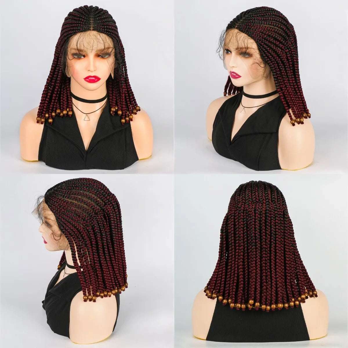 14" Short Braided Bob Wig | Lace Front | Heat Resistant | Black Women Luxegan