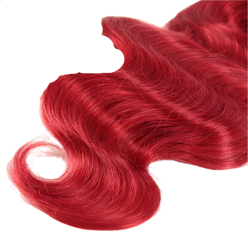 Brazilian Body Wave Bundles | Red Burgundy Human Hair Extensions (1/3/4 Pcs Weave Deals) Luxegan