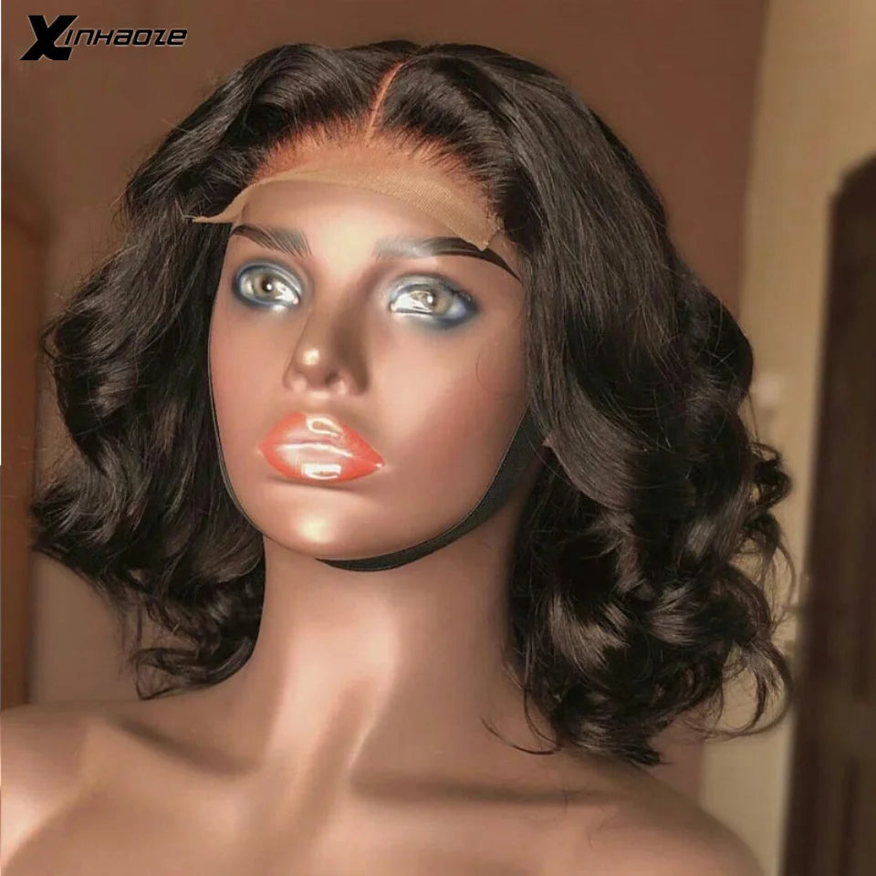 Ombre Dark Brown & 99J Burgundy Highlight Bob | Sophisticated Body Wave Brazilian Virgin Hair | Elegant 13x4 HD Transparent Lace Frontal | "Dignified" Short Remy Hair Wig with Blonde Accents