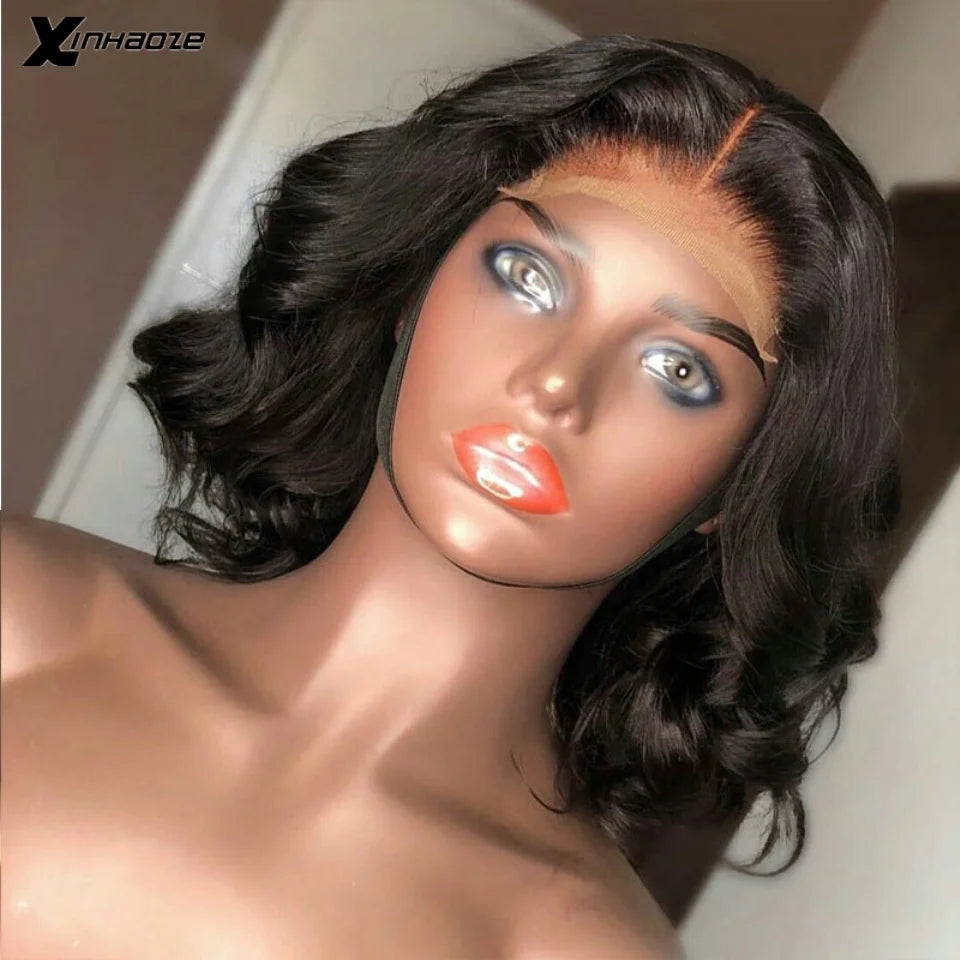 Ombre Dark Brown & 99J Burgundy Highlight Bob | Sophisticated Body Wave Brazilian Virgin Hair | Elegant 13x4 HD Transparent Lace Frontal | "Dignified" Short Remy Hair Wig with Blonde Accents