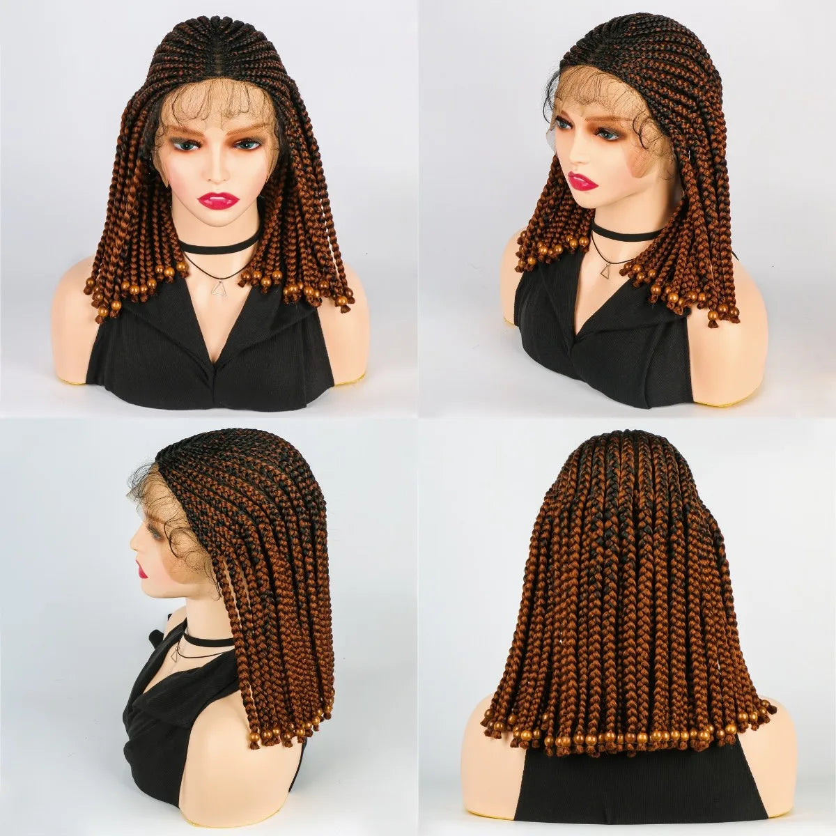 14" Short Braided Bob Wig | Lace Front | Heat Resistant | Black Women Luxegan
