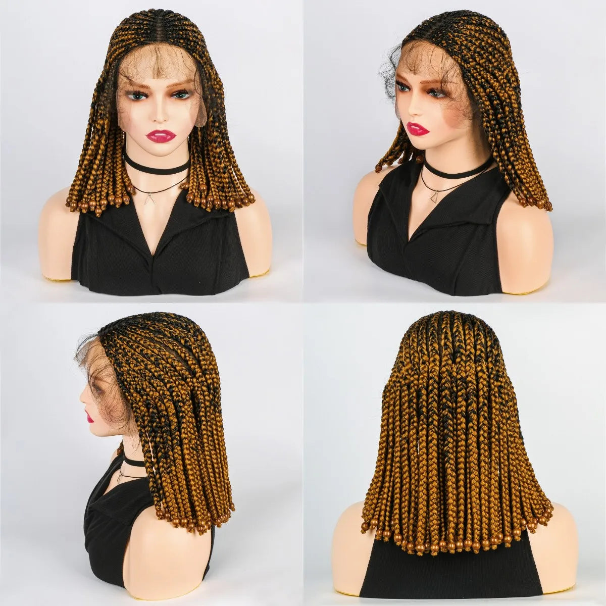 14" Short Braided Bob Wig | Lace Front | Heat Resistant | Black Women Luxegan