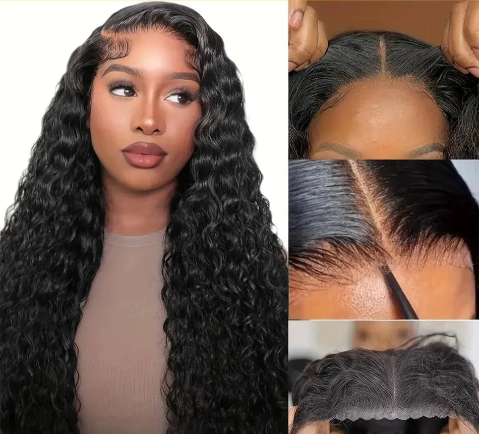 Water Wave Lace Front | Lace Closure | Black | Curly | HD Lace Frontal Human Hair | Glueless | Human Hair | Ready To Wear Luxegan