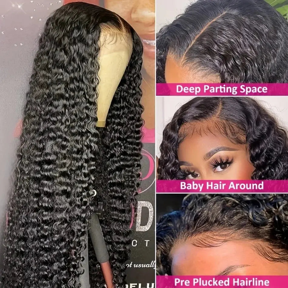 Water Wave Lace Front | Lace Closure | Black | Curly | HD Lace Frontal Human Hair | Glueless | Human Hair | Ready To Wear Luxegan