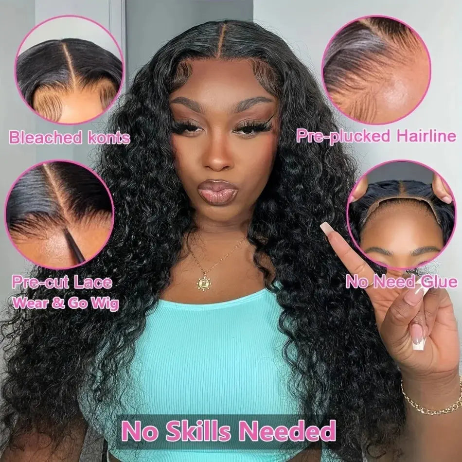 Water Wave Lace Front | Lace Closure | Black | Curly | HD Lace Frontal Human Hair | Glueless | Human Hair | Ready To Wear Luxegan
