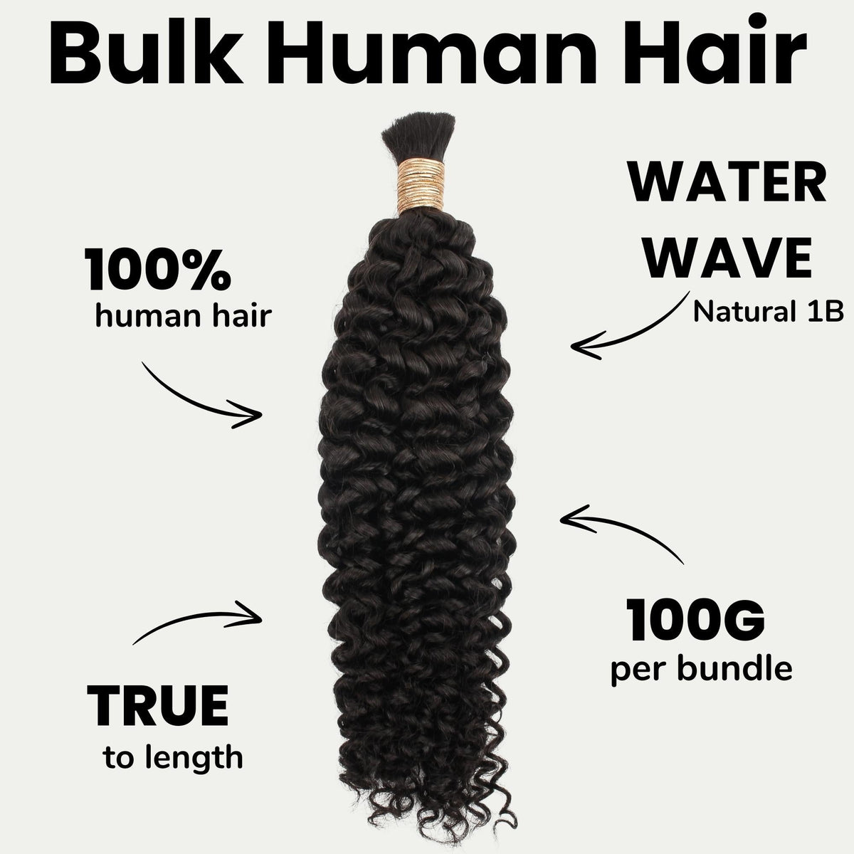 Water Wave Bulk 100% Human Braiding Hair Luxegan