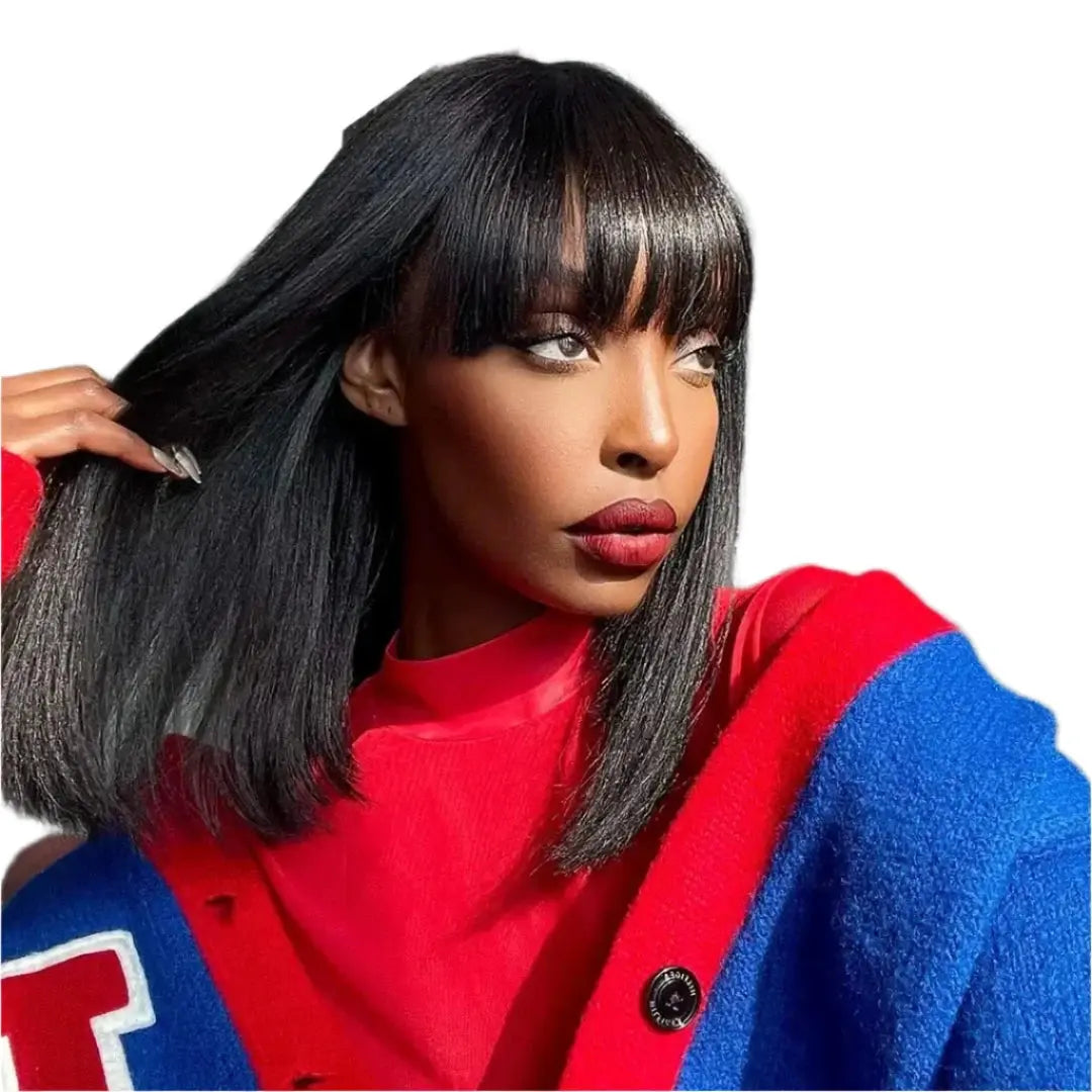 Wear And Go Glueless Short Bob Wig with bangs | Black Luxegan