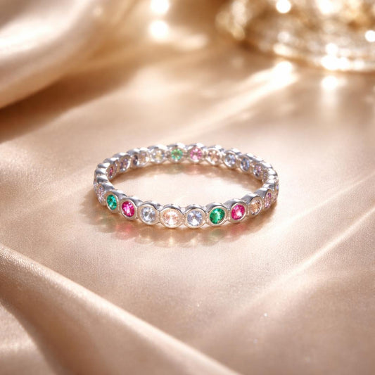 Anillo de plata de ley 925 con pavé de circonitas, talla 6.0 para mujer